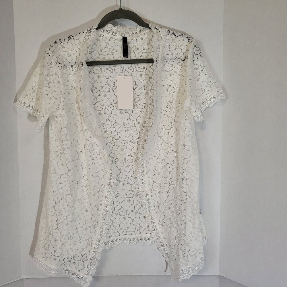 In Secret Women's Sheer Lace Shrug Size Large White NEW